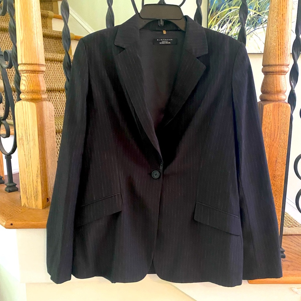 Elie Tahari for Nordstrom Charcoal Pin Striped Blazer